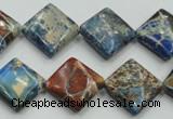 CSE54 15.5 inches 16*16mm diamond dyed natural sea sediment jasper beads