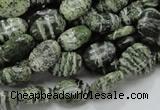 CSJ50 15.5 inches 8*12mm oval green silver line jasper beads