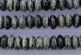 CSJ88 15.5 inches 5*10mm rondelle green silver line jasper beads