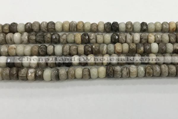 CSL131 15.5 inches 4*6mm faceted rondelle sliver leaf jasper beads