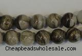 CSL92 15.5 inches 10mm round silver leaf jasper beads wholesale