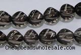 CSQ116 9*12mm twisted rice grade AA natural smoky quartz beads