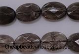 CSQ210 13*18mm faceted oval grade AA natural smoky quartz beads