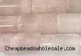CTB1033 15 inches 8*16mm - 8*18mm tube rose quartz beads