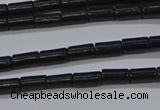 CTB300 15.5 inches 3*6mm tube black stone beads wholesale
