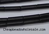 CTB318 15.5 inches 4*13mm tube black stone beads wholesale