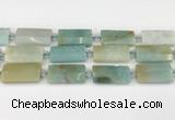 CTB851 13*25mm - 15*28mm faceted flat tube amazonite beads