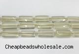 CTB858 13*25mm - 15*28mm faceted flat tube lemon quartz beads