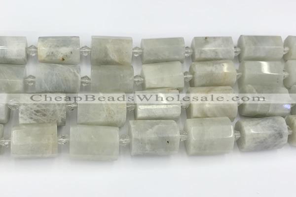 CTB876 13*25mm - 14*19mm faceted tube moonstone beads