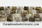 CTB892 15.5 inches 13*25mm - 14*19mm faceted tube scenic quartz beads