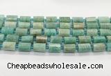 CTB898 15.5 inches 10*14mm faceted tube amazonite gemstone beads