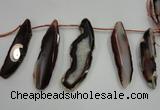 CTD1538 Top drilled 20*65mm - 30*75mm freeform agate slab beads