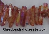 CTD1716 Top drilled 5*10mm - 6*30mm sticks plated white crystal beads