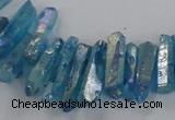 CTD1717 Top drilled 5*10mm - 6*30mm sticks plated white crystal beads
