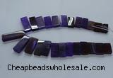 CTD2609 Top drilled 14*27mm - 16*42mm rectangle agate beads