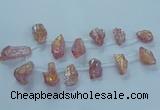 CTD2622 Top drilled 10*25mm - 20*45mm nuggets plated druzy quartz beads