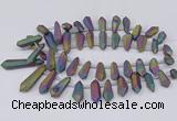 CTD2855 Top drilled 10*20mm - 15*50mm sticks plated quartz beads