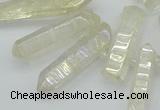 CTD3575 Top drilled 6*20mm - 8*45mm sticks plated white crystal beads