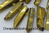 CTD3580 Top drilled 6*20mm - 8*45mm sticks plated white crystal beads