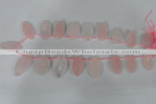 CTD47 Top drilled 12*23mm – 18*50mm marquise rose quartz beads