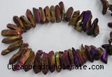 CTD925 Top drilled 15*20mm - 18*38mm wand plated quartz beads