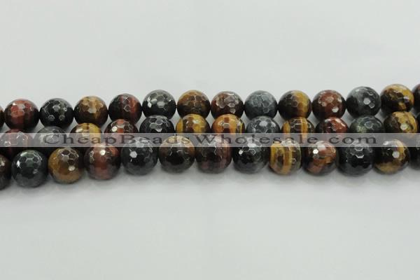 CTE1477 15.5 inches 18mm faceted round mixed tiger eye beads