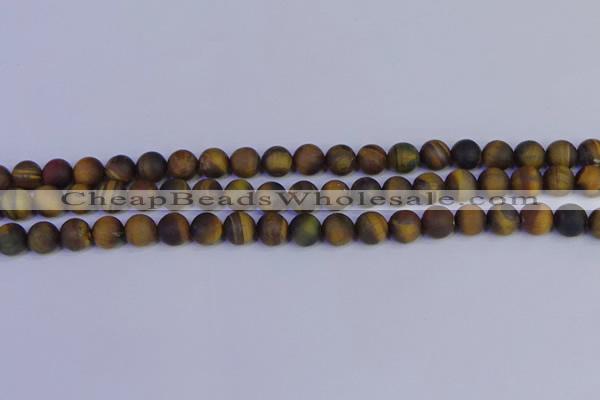 CTE1812 15.5 inches 8mm round matte yellow iron tiger beads