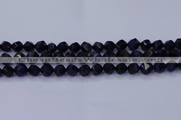 CTE1917 15.5 inches 8mm faceted nuggets blue tiger eye beads