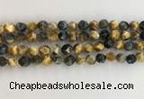 CTE2125 15.5 inches 6mm faceted nuggets golden & blue tiger eye beads