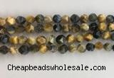 CTE2126 15.5 inches 8mm faceted nuggets golden & blue tiger eye beads