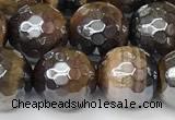 CTE2272 15 inches 10mm faceted round AB-color yellow tiger eye beads