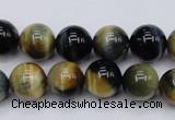 CTE553 15.5 inches 10mm round golden & blue tiger eye beads