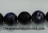 CTE936 15.5 inches 16mm faceted round dyed blue tiger eye beads