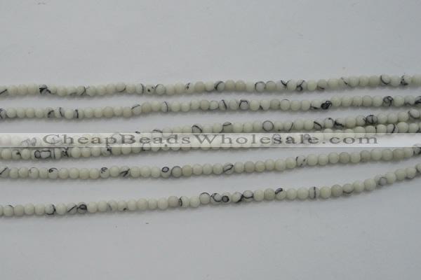 CTG250 15.5 inches 2mm round tiny white howlite turquoise beads