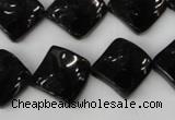 CTO130 15.5 inches 15*15mm twisted diamond black tourmaline beads