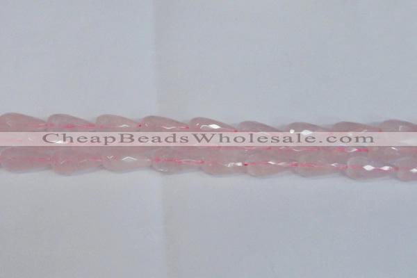 CTR301 15.5 inches 12*25mm faceted teardrop rose quartz beads
