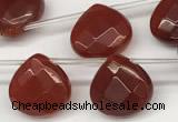 CTR646 Top drilled 13*13mm faceted briolette red agate beads