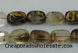 CTS56 15.5 inches 8*14mm nugget tigerskin glass beads wholesale