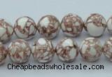 CTU106 16 inches 12mm round dyed flower turquoise beads wholesale