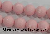 CTU1515 15.5 inches 12mm faceted round synthetic turquoise beads