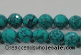 CTU1684 15.5 inches 10mm faceted round synthetic turquoise beads