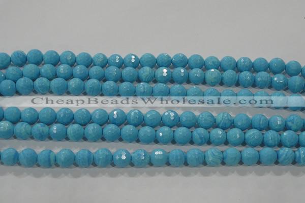 CTU2592 15.5 inches 8mm faceted round synthetic turquoise beads