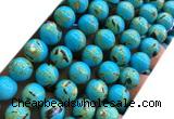 CTU3145 15 inches 12mm round gold vein howlite turquoise beads