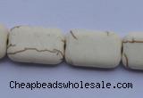 CTU37 15.5 inches 13*20mm rectangle white turquoise beads Wholesale