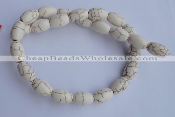 CTU38 15.5 inches 10*16mm rice shape white turquoise beads Wholesale