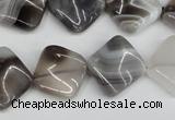 CTW43 15.5 inches 15*15mm twisted diamond botswana agate beads