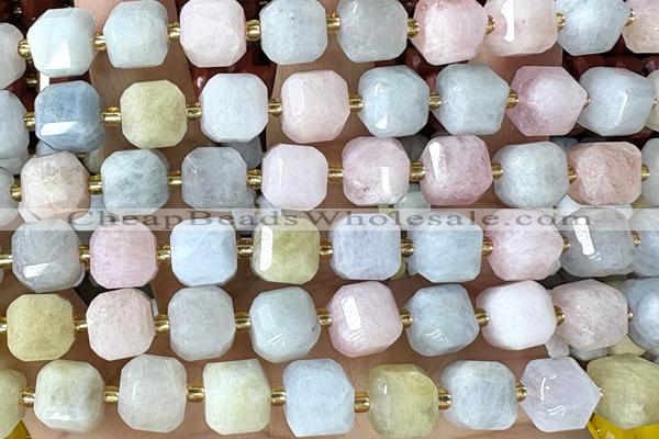 CUBE230 15 inches 10mm faceted cube morganite beads wholesale