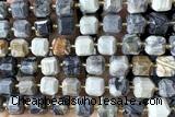 CUBE244 15 inches 10mm faceted cube black water jasper beads wholesale