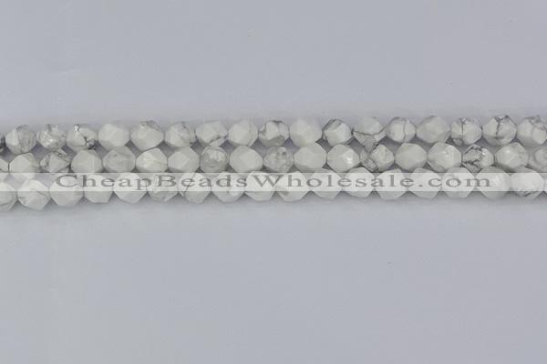 CWB239 15.5 inches 8mm faceted nuggets white howlite beads