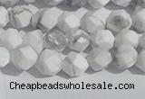 CWB244 15.5 inches 6mm faceted nuggets matte white howlite beads